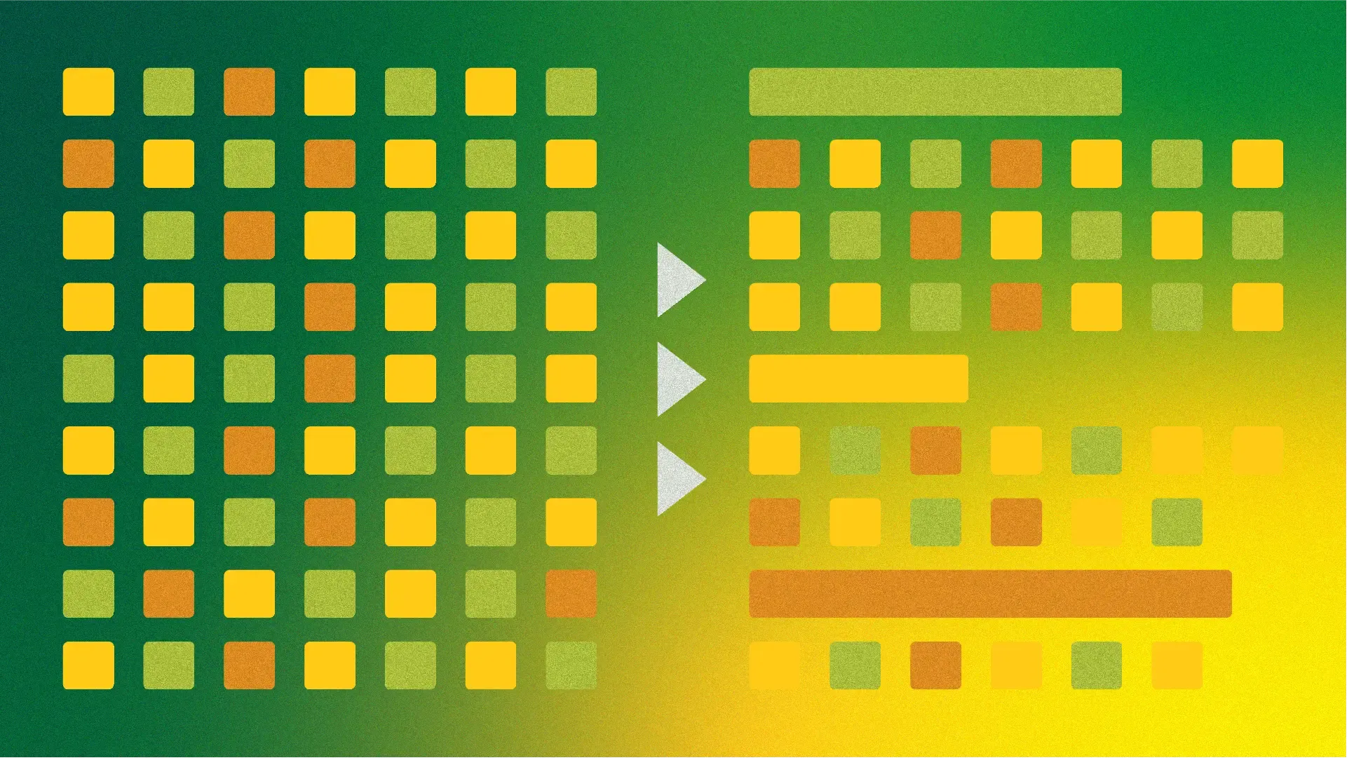 Abstracted representation of sticky notes being sorted into categories