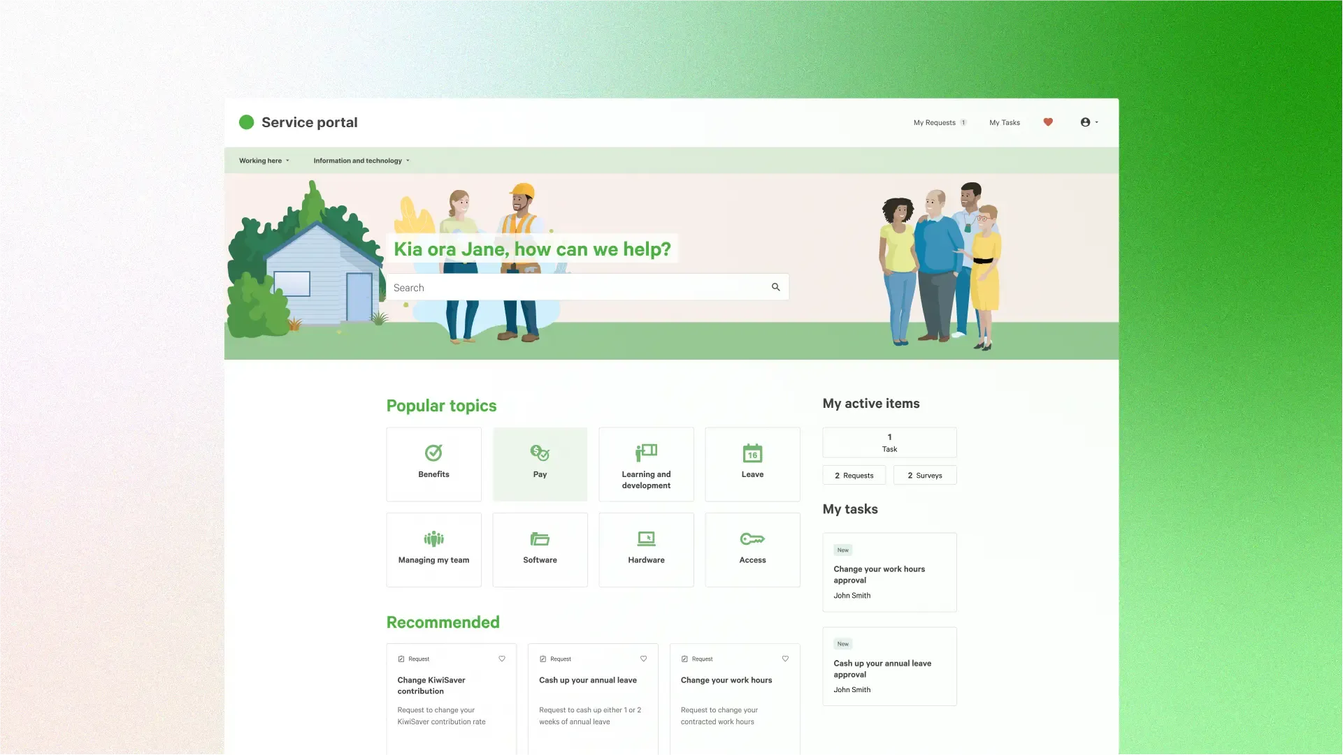 Wireframe screen showing the portal landing page